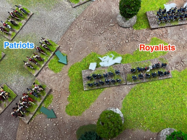 Bolivar-124 Patriot horse charge flank of Royalist battalion