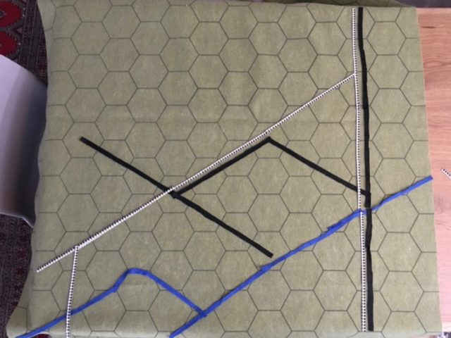 4Hex037 Gingham Felt Railway with Roads and Rivers