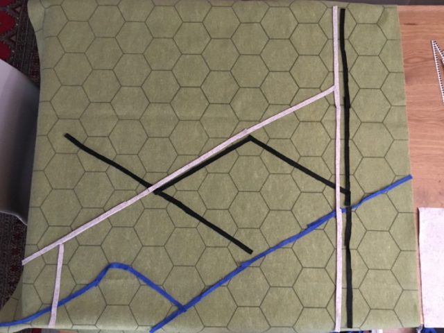 4Hex038 Grey Felt Railway with Roads and Rivers